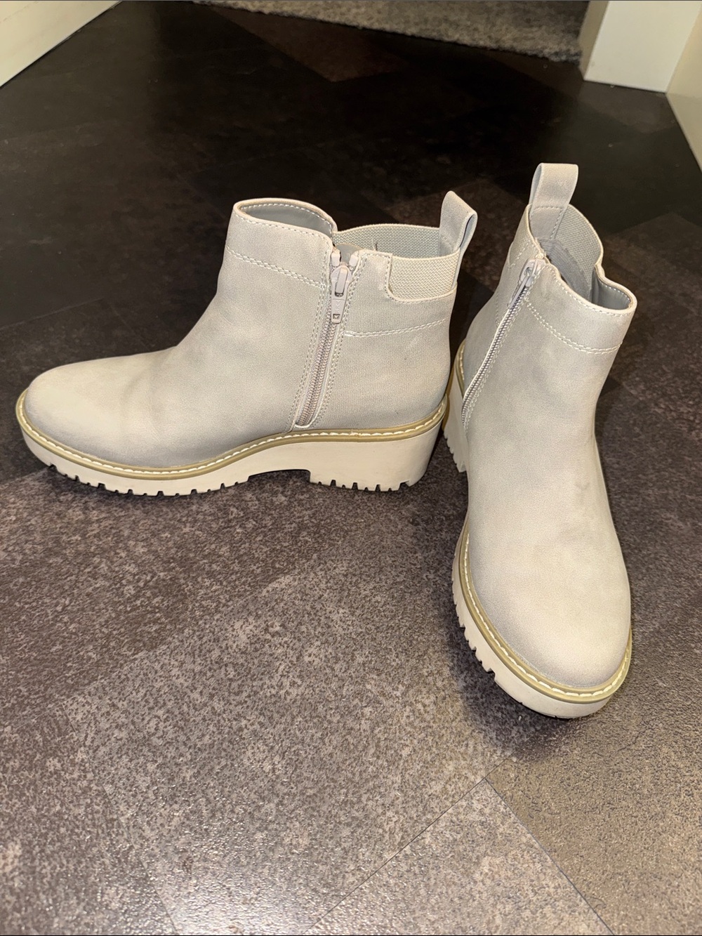 Sonoma Light Gray Platform Ankle Booties with Side Zip